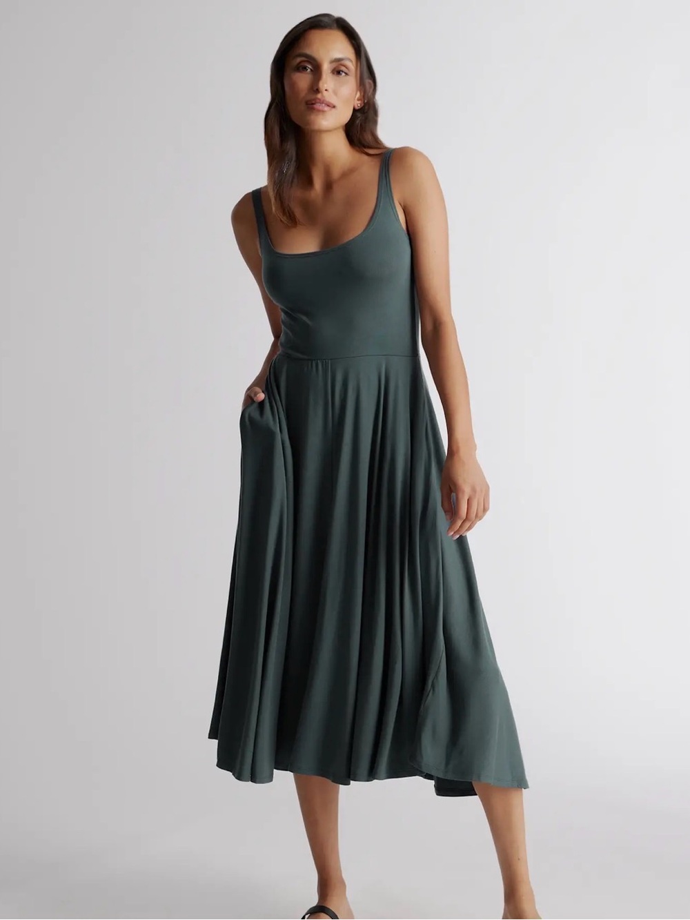 Quince Tencel Jersey Fit & Flare Dress